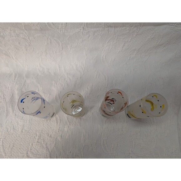 Vintage MCM Libby “Circus Carousel” 4 Frosted Glasses Tom Collins Animals Flag - Picture 10 of 11